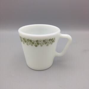 Pyrex Green Crazy Daisy Spring Blossom Milk Glass Coffee Cup Mug